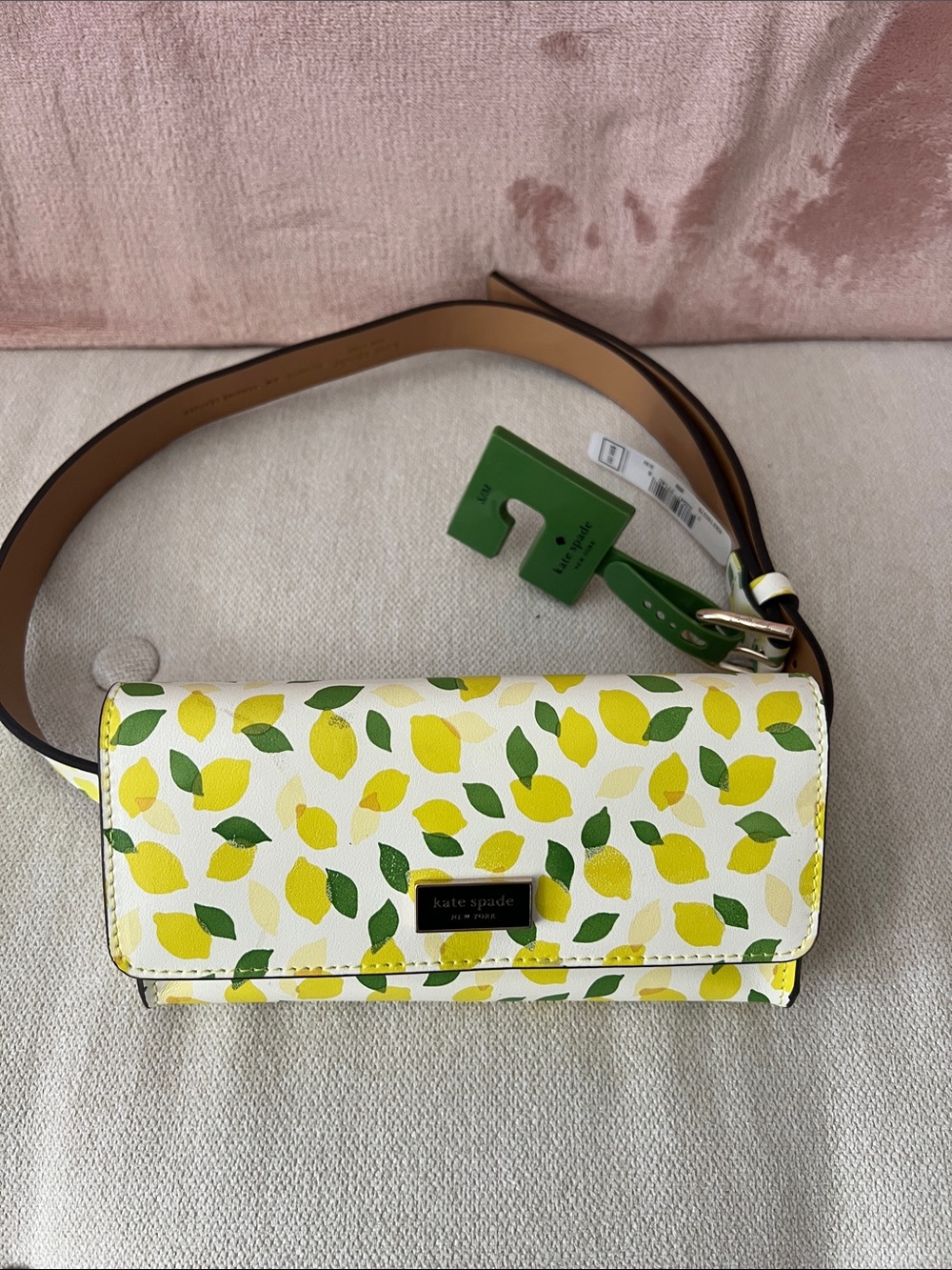kate spade Yellow & Green Lemon Print Belt bag Wallet phone